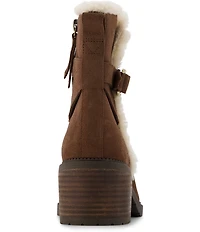 TOMS Hailey Suede Faux Fur Trim Buckle Detail Booties