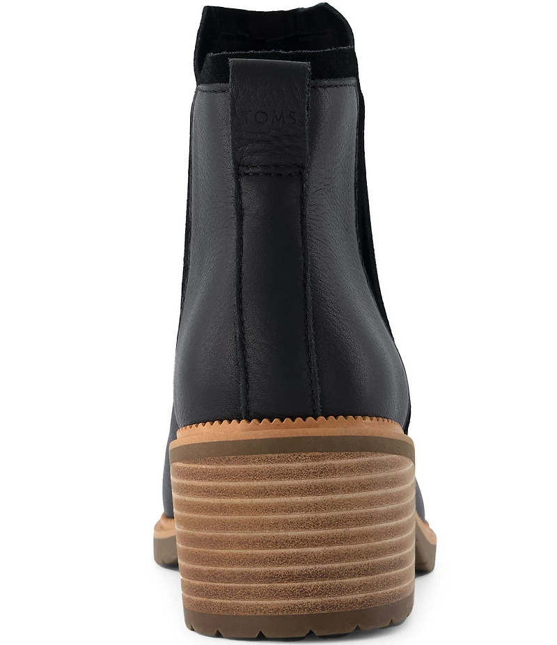TOMS Hailey Water Resistant Leather Block Heel Booties