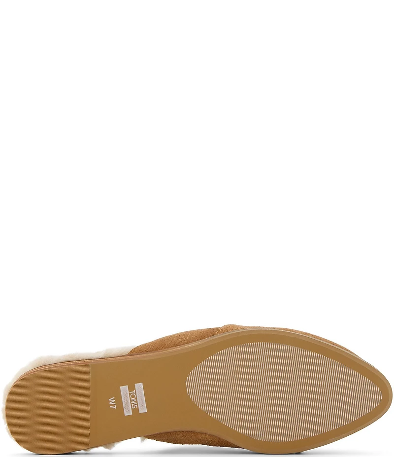 TOMS Jade Suede Faux Fur Lined Mini Wedge Mule Slippers