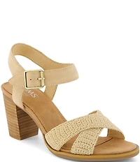 TOMS Majorca Ankle Strap Crochet Block Heel Sandals