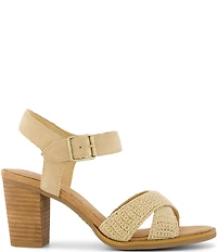 TOMS Majorca Ankle Strap Crochet Block Heel Sandals