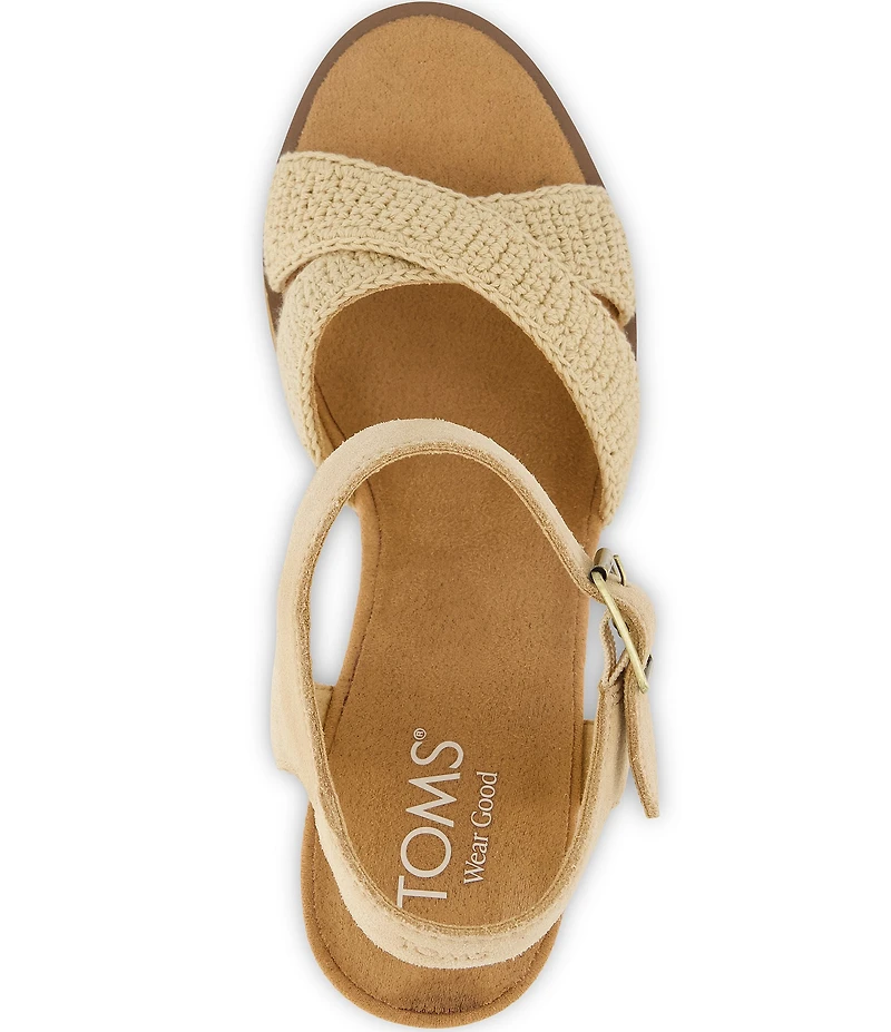 TOMS Majorca Ankle Strap Crochet Block Heel Sandals