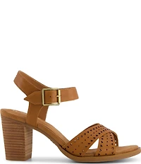 TOMS Majorca Perforated Nubuck Suede Block Heel Ankle Wrap Sandals