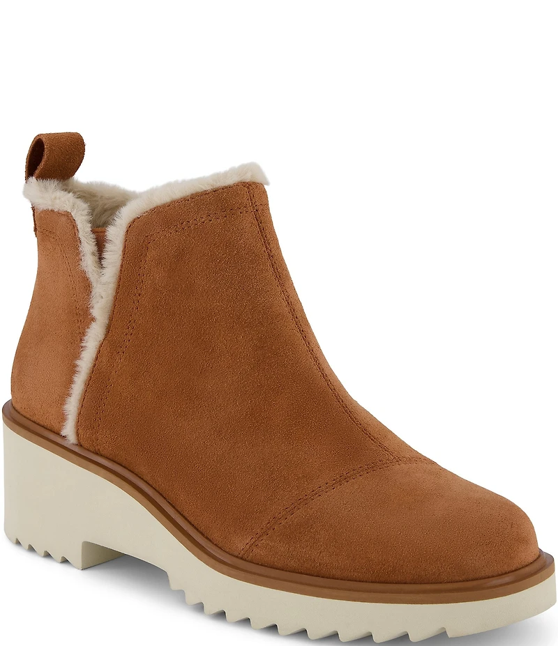 TOMS Maude Suede Faux Fur Trim Booties