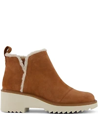 TOMS Maude Suede Faux Fur Trim Booties