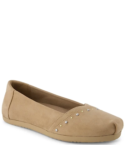 TOMS Women's Alpargata Ballet Microsuede Studded Slip On Flats