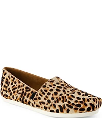 TOMS Women's Alpargata Classic Leopard Print Calf Hair Slip On Flats