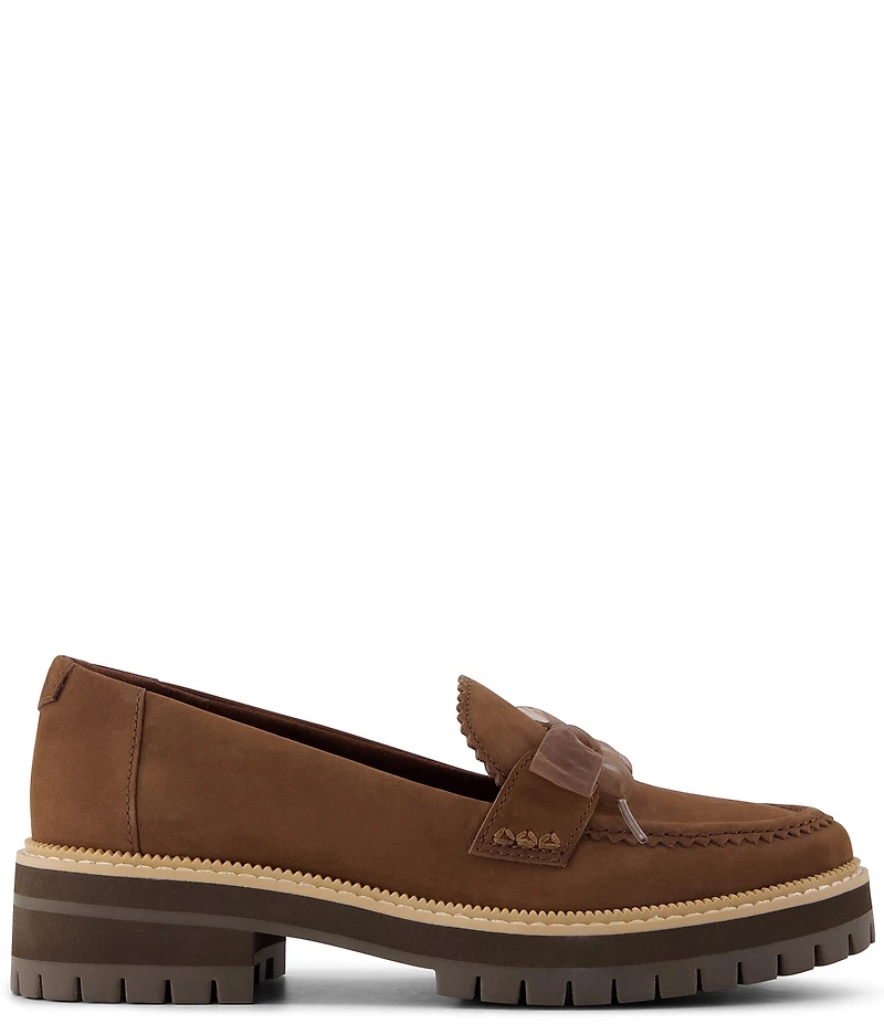 TOMS Women's Cara Leather Bow Detail Lug Loafers