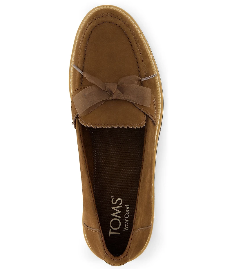 TOMS Women's Cara Leather Bow Detail Lug Loafers