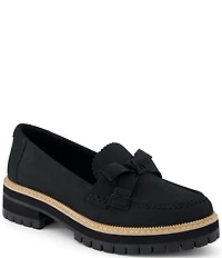 TOMS Women's Cara Leather Bow Detail Lug Loafers