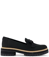 TOMS Women's Cara Leather Bow Detail Lug Loafers
