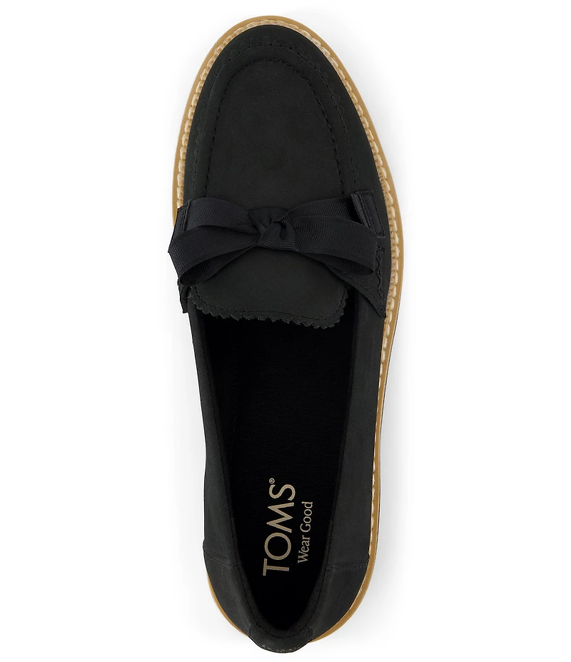 TOMS Women's Cara Leather Bow Detail Lug Loafers