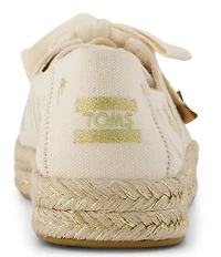 TOMS Women's Carolina Lace Up Embroidered Metallic Palm Trees Flatform Espadrilles
