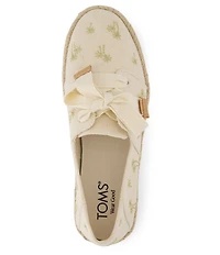 TOMS Women's Carolina Lace Up Embroidered Metallic Palm Trees Flatform Espadrilles