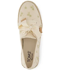 TOMS Women's Carolina Lace Up Embroidered Metallic Palm Trees Flatform Espadrilles