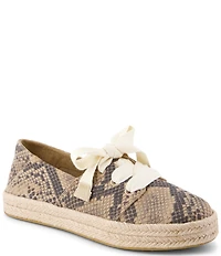 TOMS Women's Carolina Lace Up Snake Print Suede Flatform Espadrilles