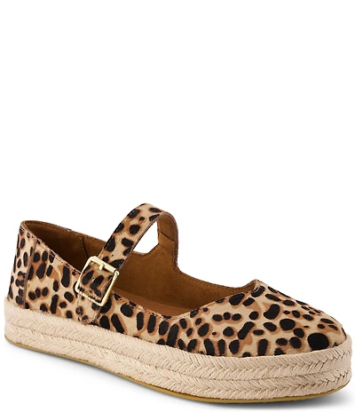 TOMS Women's Carolina Leopard Print Calf Hair Mary Jane Platform Espadrilles