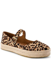 TOMS Women's Carolina Leopard Print Calf Hair Mary Jane Platform Espadrilles