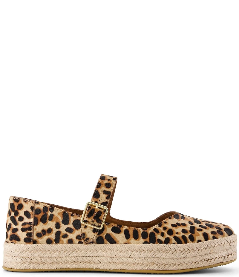TOMS Women's Carolina Leopard Print Calf Hair Mary Jane Platform Espadrilles