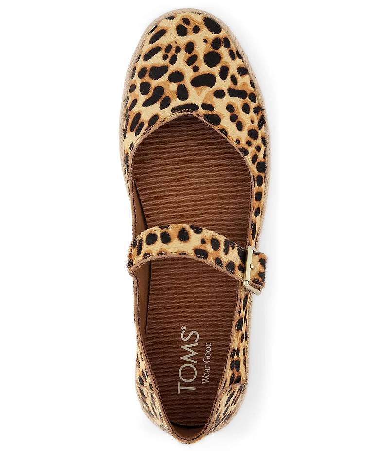 TOMS Women's Carolina Leopard Print Calf Hair Mary Jane Platform Espadrilles