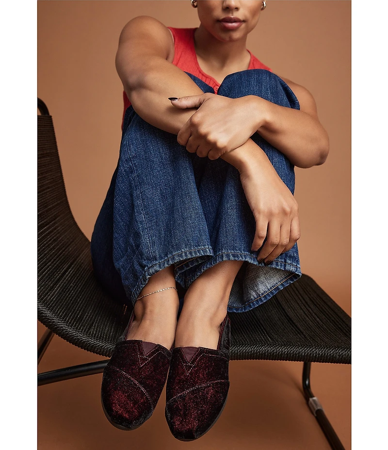 TOMS Women's Classic Alpargata Velvet Cloudbound Slip On Loafers