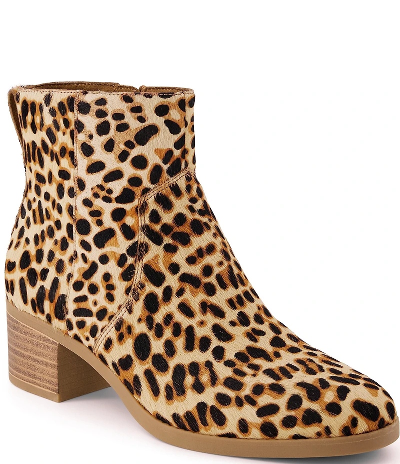 TOMS Women's Delilah Leopard Print Calf Hair Booties