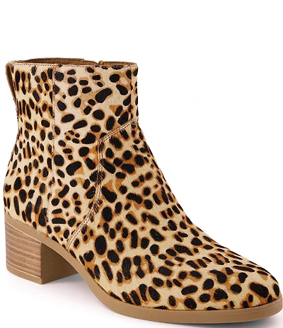 TOMS Women's Delilah Leopard Print Calf Hair Booties