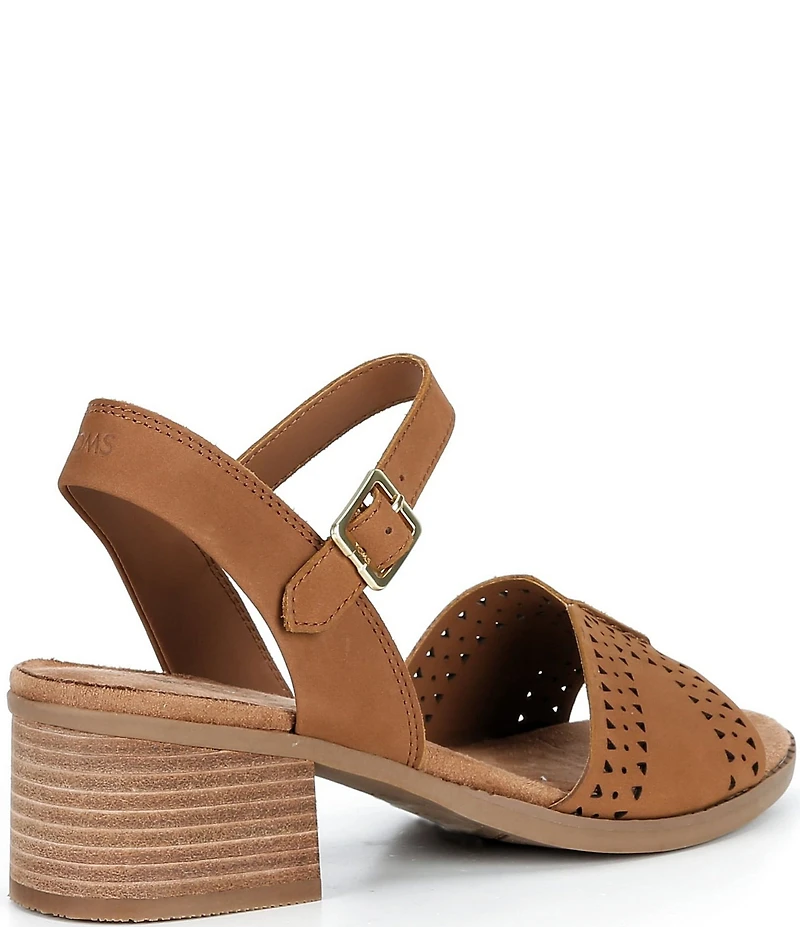 TOMS Women's Eloise Nubuck Perforated Block Heel Sandals