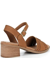 TOMS Women's Eloise Nubuck Perforated Block Heel Sandals
