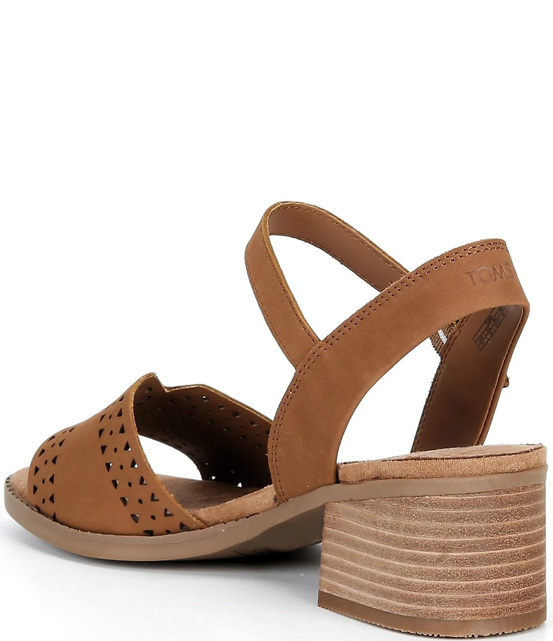 TOMS Women's Eloise Nubuck Perforated Block Heel Sandals