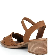 TOMS Women's Eloise Nubuck Perforated Block Heel Sandals