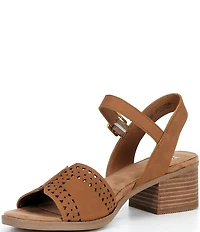 TOMS Women's Eloise Nubuck Perforated Block Heel Sandals