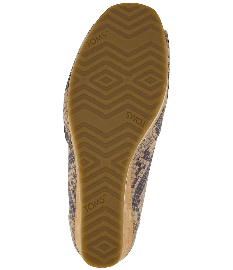 TOMS Women's Essential Snake Print Suede Peep Toe Wedges