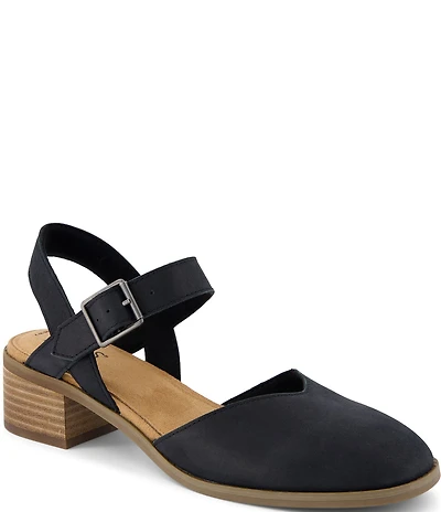 TOMS Women's Jaclyn Leather Ankle Strap Block Heel Pumps