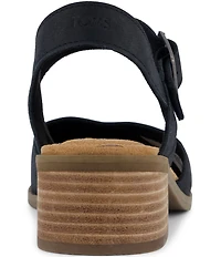 TOMS Women's Jaclyn Leather Ankle Strap Block Heel Pumps