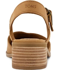 TOMS Women's Jaclyn Leather Ankle Strap Block Heel Pumps