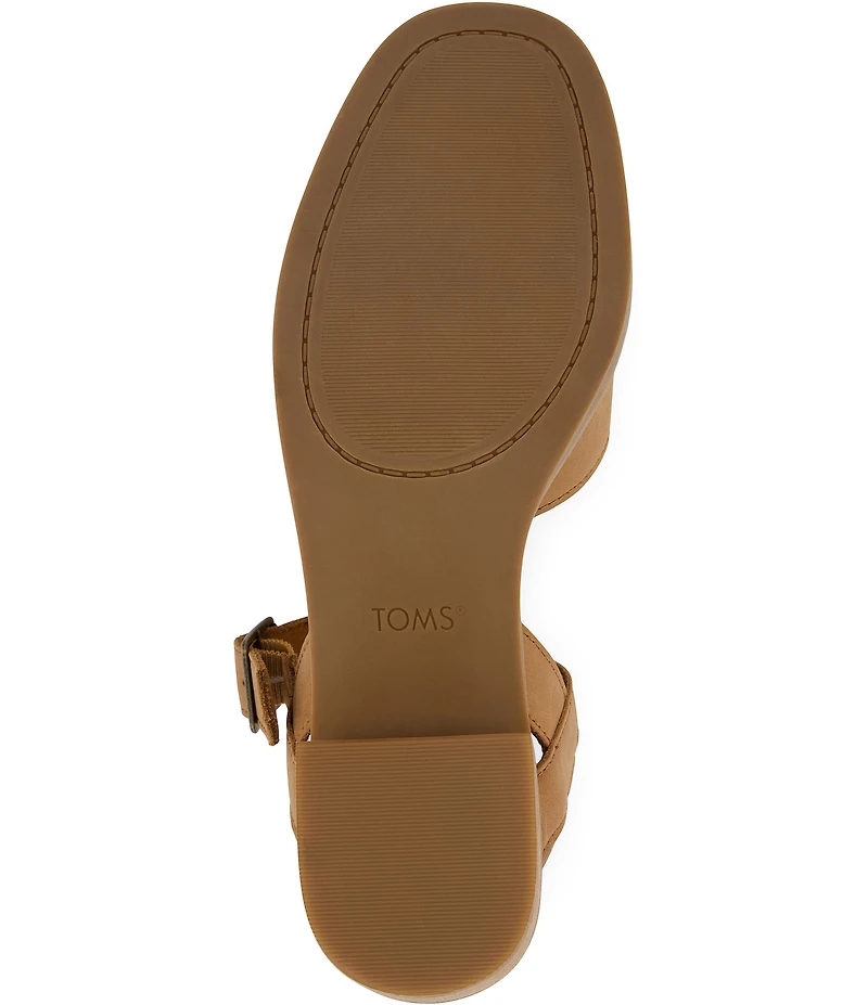 TOMS Women's Jaclyn Leather Ankle Strap Block Heel Pumps