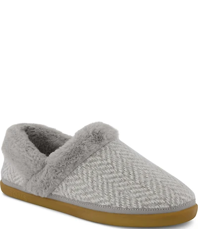 TOMS Women's Oslo Herringbone Faux Fur Slippers