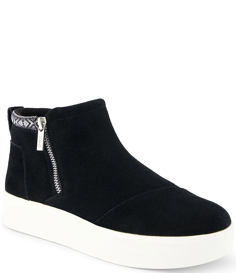 TOMS Women's Percy Suede Side Zip Platform Sneaker Booties