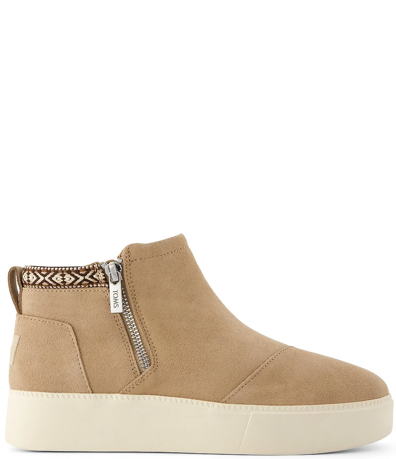 TOMS Women's Percy Suede Side Zip Platform Sneaker Booties