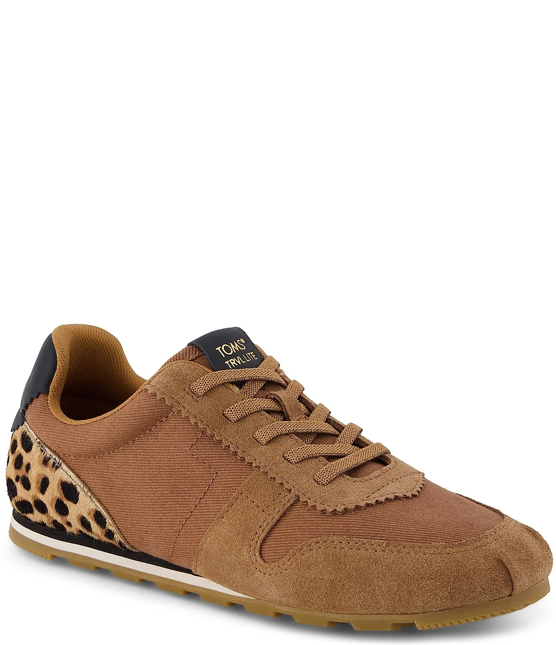 TOMS Women's TRVL LITE Palisade Water Repellent Twill Suede Leopard Print Accent Slip On Sneakers
