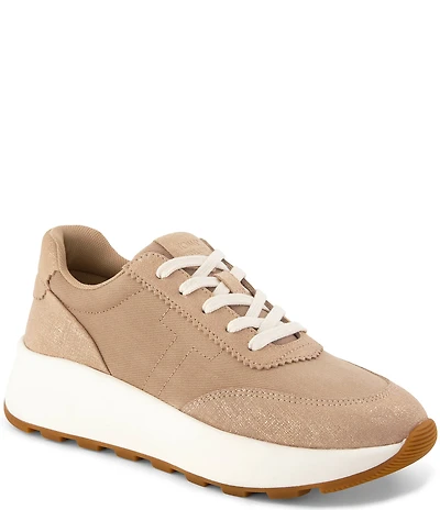 TOMS Women's TRVL LITE Twill and Suede Wedge Sneakers