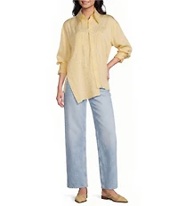 TOPSHOP Asymmetric Placket Button Front Top