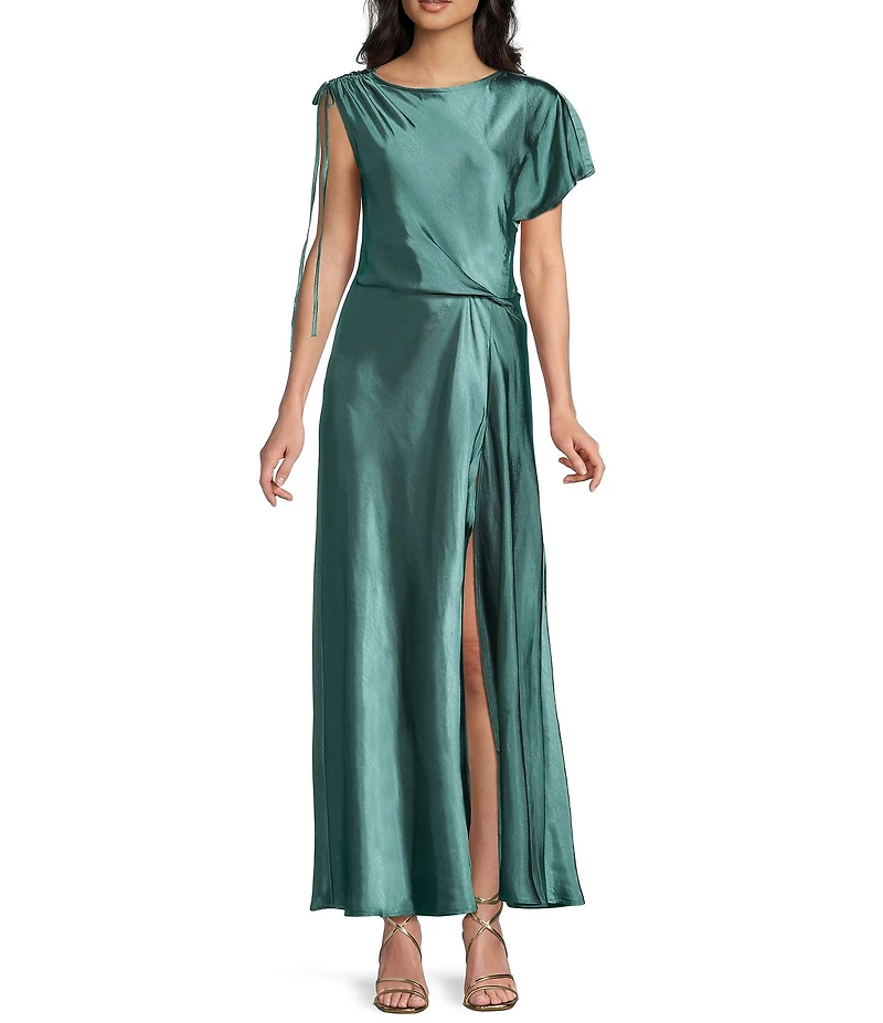 TOPSHOP Asymmetric Tuck Long Dress
