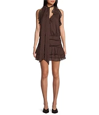 TOPSHOP Chiffon Ruffle Polka Dot Drop Waist Mini Dress