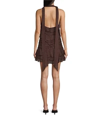 TOPSHOP Chiffon Ruffle Polka Dot Drop Waist Mini Dress