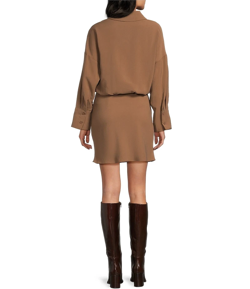 TOPSHOP Collared Long Sleeve Micro Mini Shirt Dress