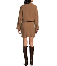 TOPSHOP Collared Long Sleeve Micro Mini Shirt Dress