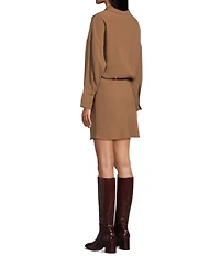 TOPSHOP Collared Long Sleeve Micro Mini Shirt Dress