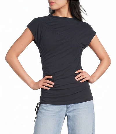 TOPSHOP Cupro Ruched Asymmetric Top